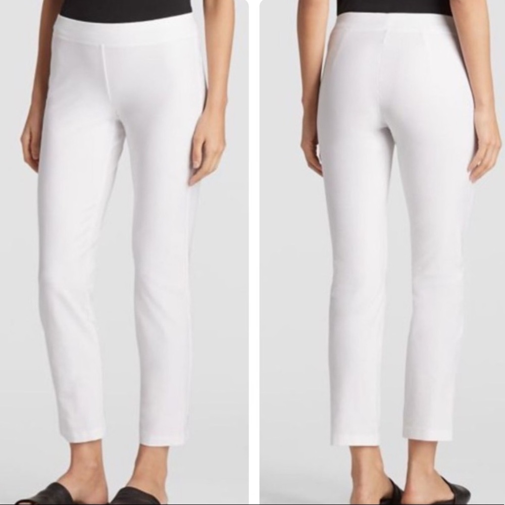 EILEEN FISHER NWT SLIM ANKLE PANT WASHABLE CREPE TEXTURAL KNIT LARGE